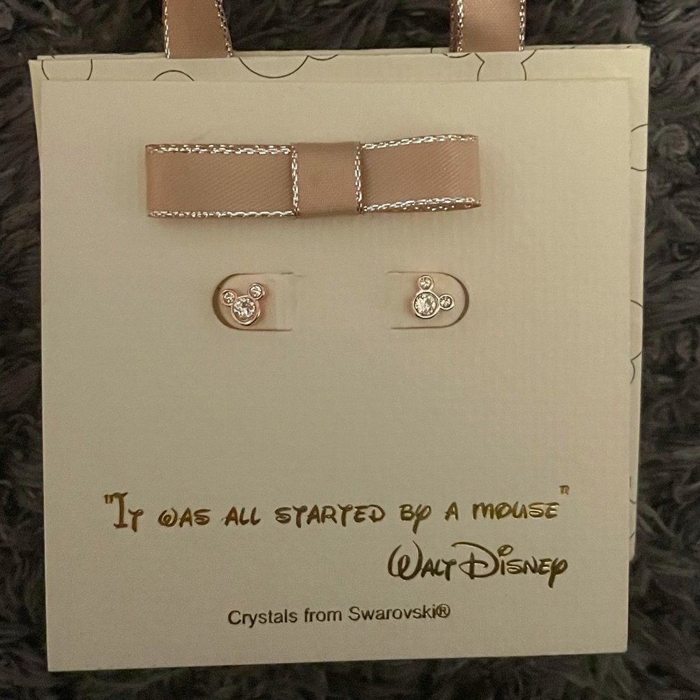 NEW Mickey Mouse Stud Earrings Disney Authentic Made w/ Crystals from Swarovski